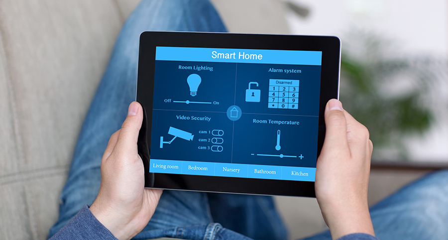 The ability to access and control security components from a mobile device is one of the top smart home trends in Madison. Close-up of smart home security app.